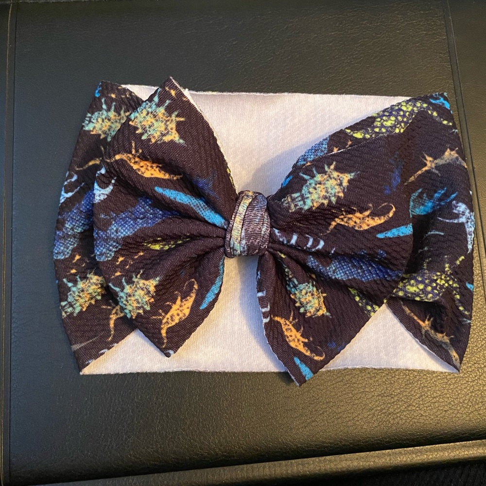 Dinosaur Headwrap Bow Hand Crafted